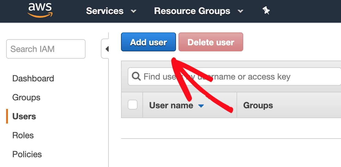 Add new user in IAM for AWS