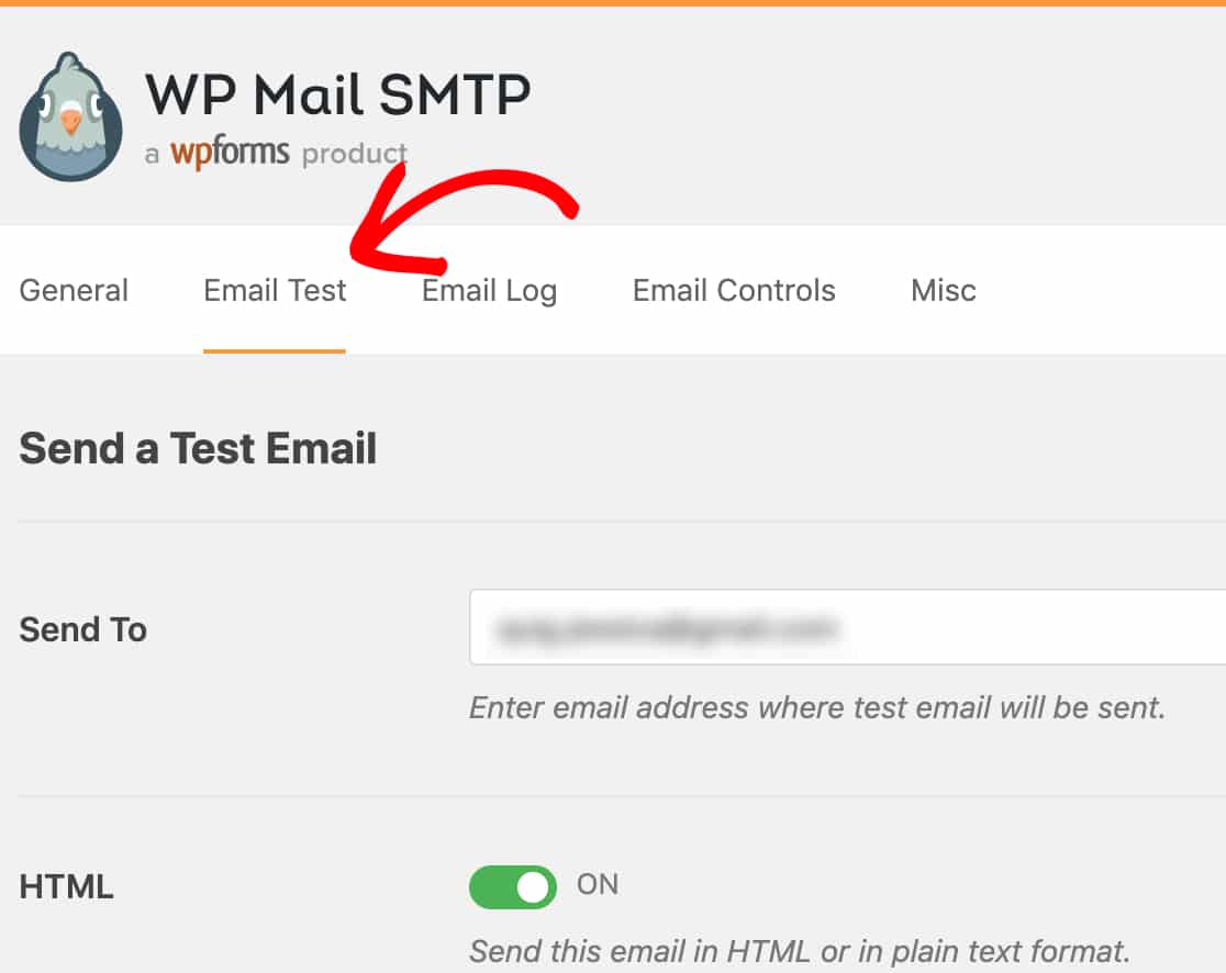 Open the Email Test tab in WP Mail SMTP