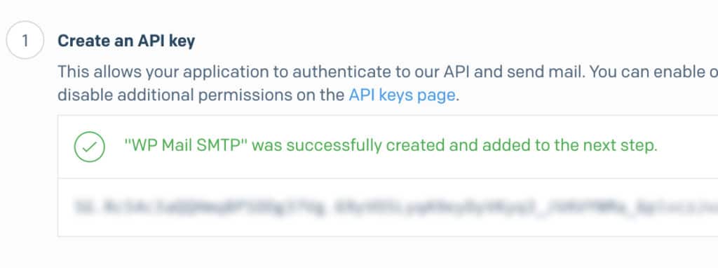 API key for SendGrid account - WP Mail SMTP A generated SendGrid API key