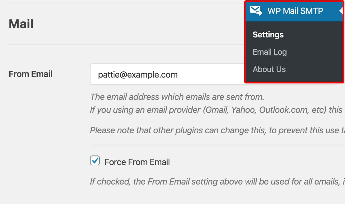 Adjust From Email in WP Mail SMTP settings