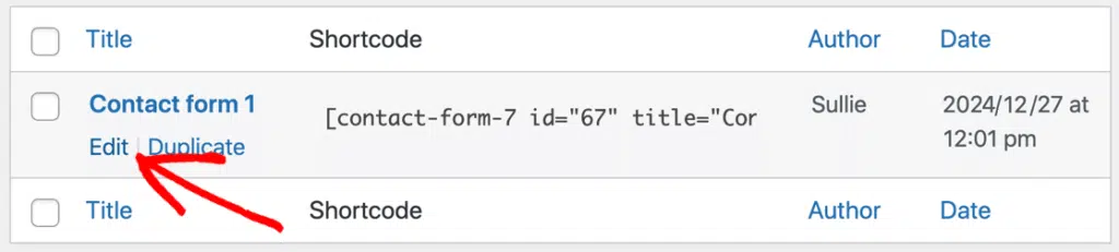 editar formulario de Contact Form 7
