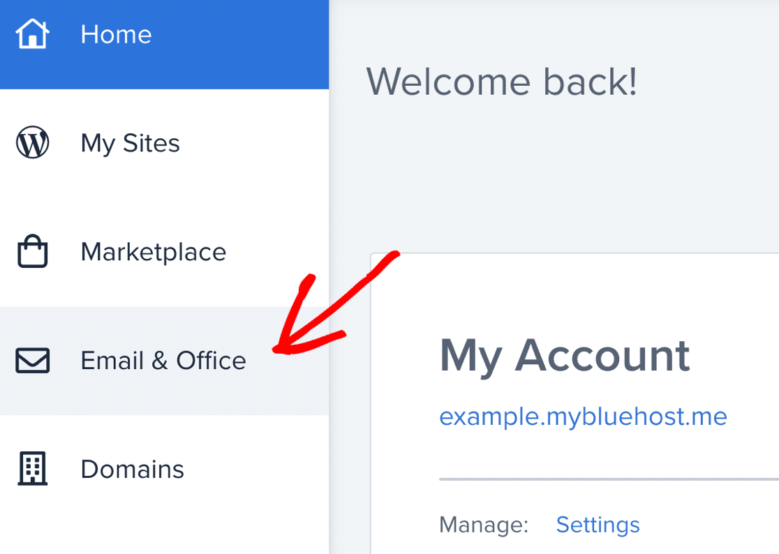 Email settings in Bluehost