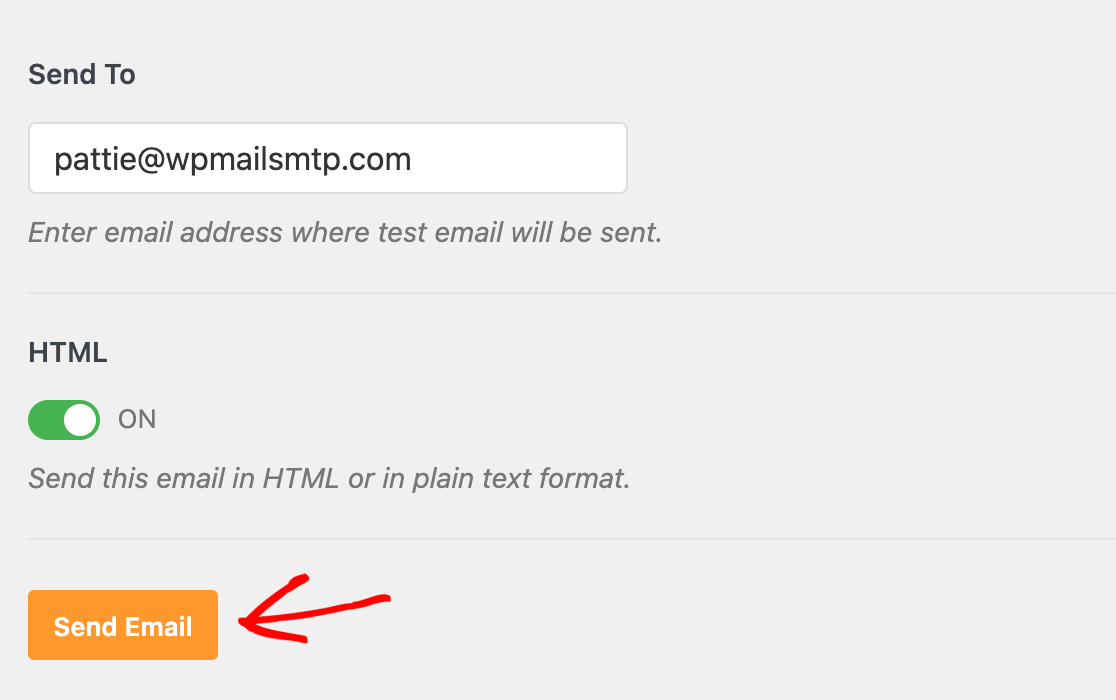 Sending a test email in WP Mail SMTP