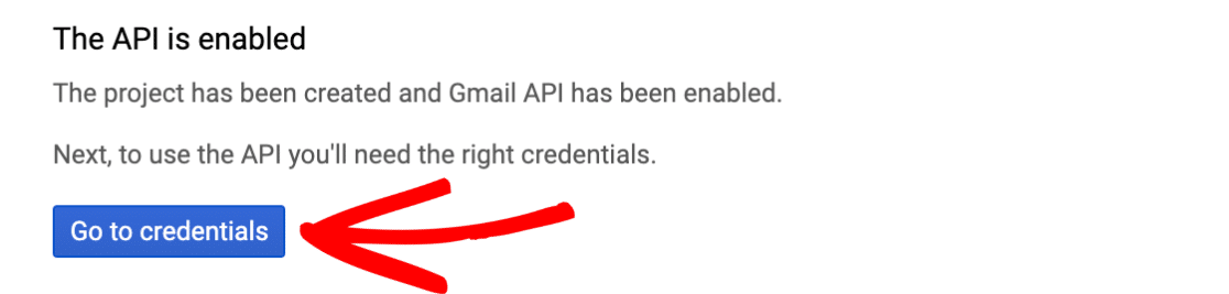 API Gmail bật chọn Go to Credentials