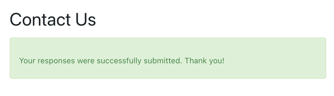 The Formidable Forms submission confirmation message