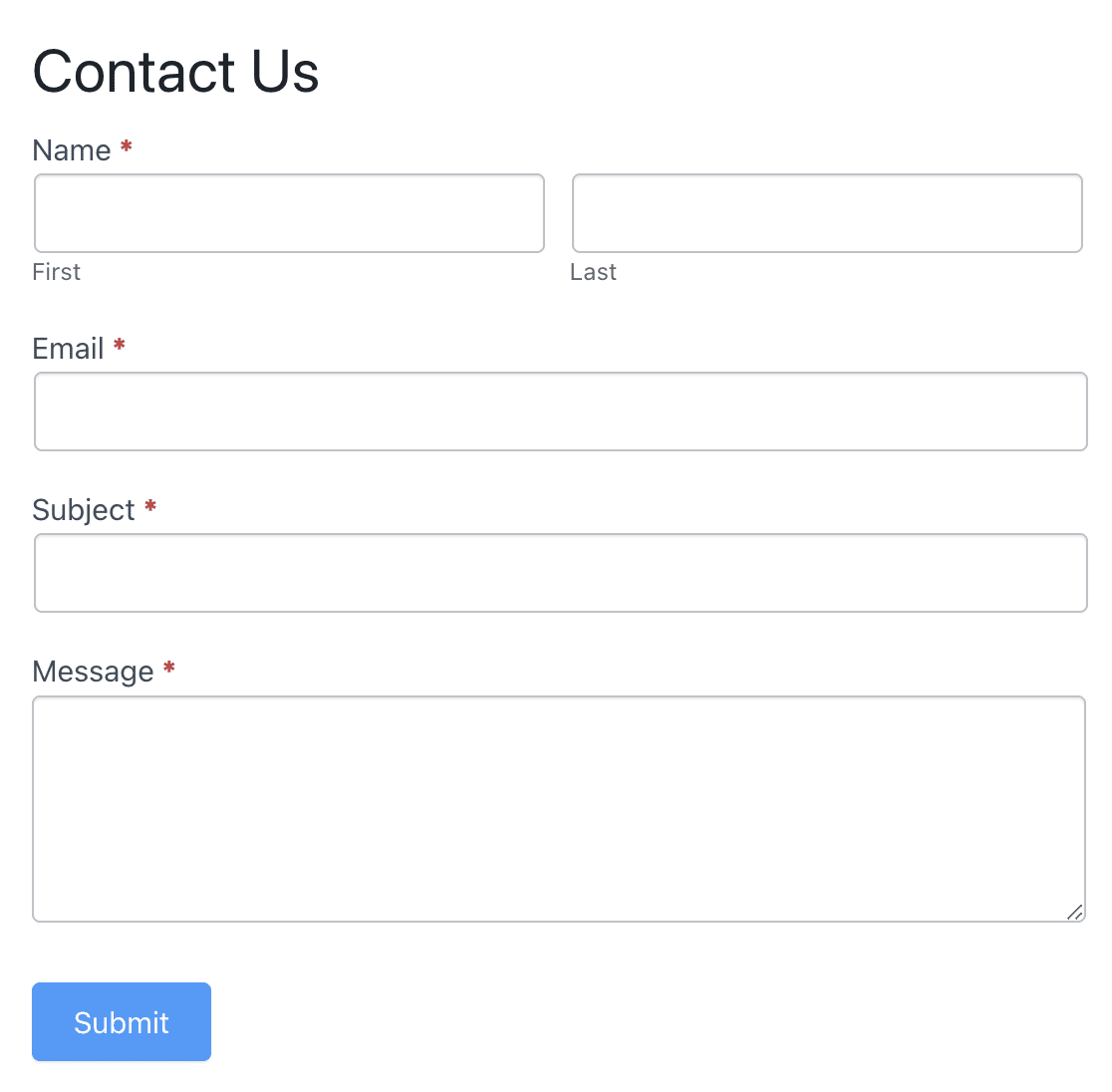 The default contact form in Formidable Forms