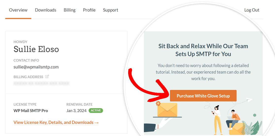 Clicking Purchase White Glove Setup button