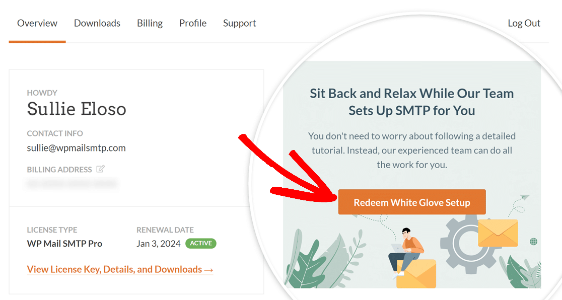 Clicking Redeem White Glove Setup button