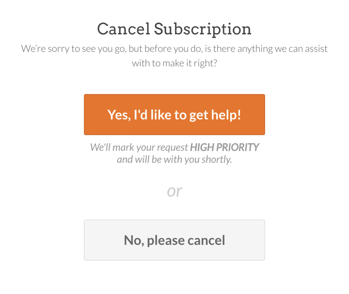 Cancel subscription options