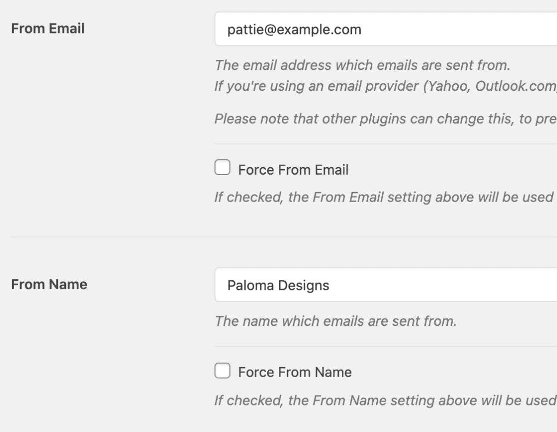 From Email and From Name in WP Mail SMTP