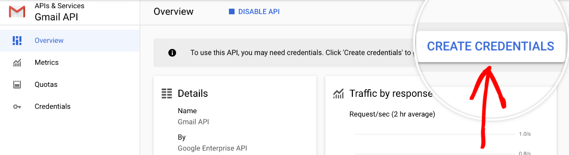 Creating credentials for the Gmail API