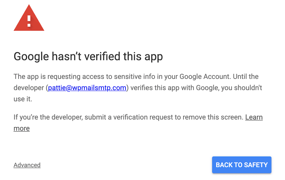 Gmail OAuth warning