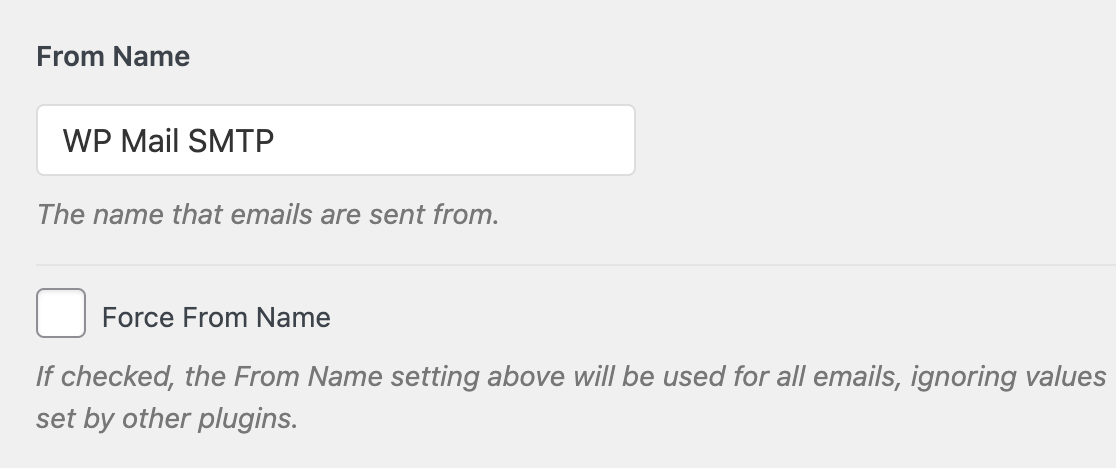 Adding a From Name to the WP Mail SMTP settings