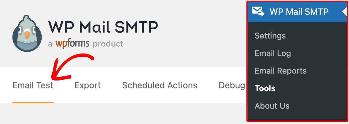 WP Mail SMTP Email Test option