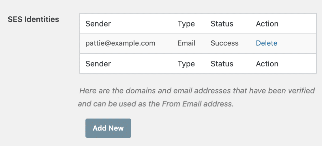 SES identities in WP Mail SMTP