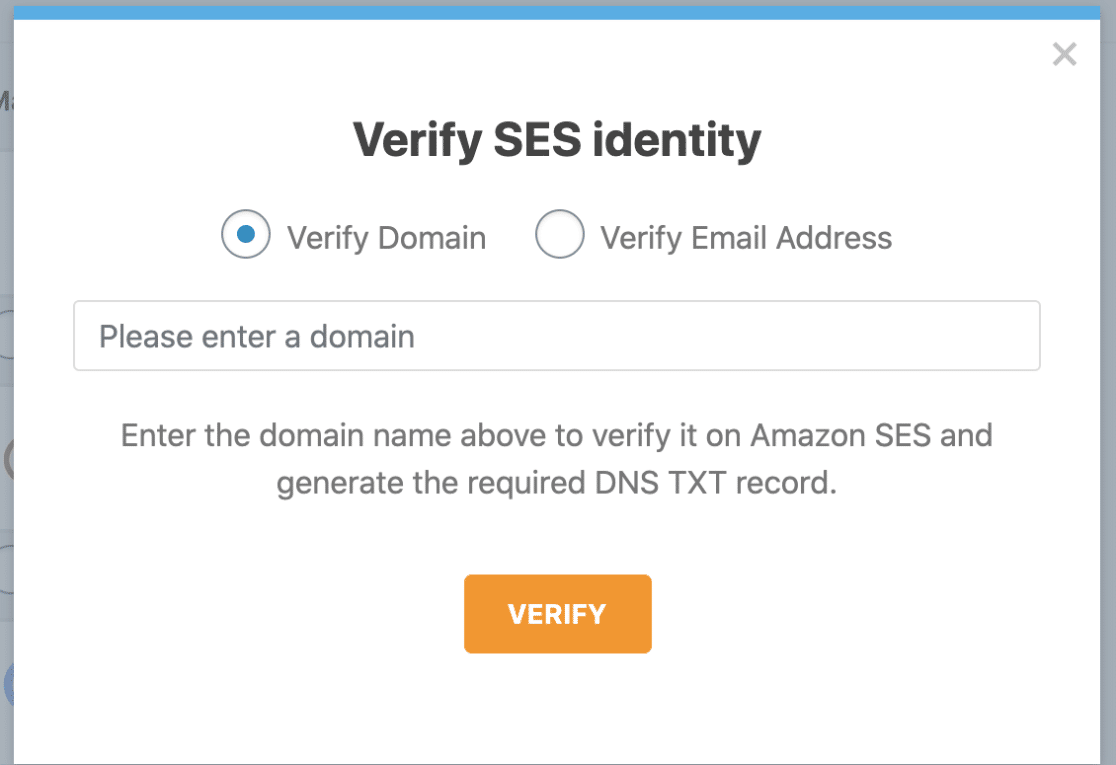 Verify SES domain