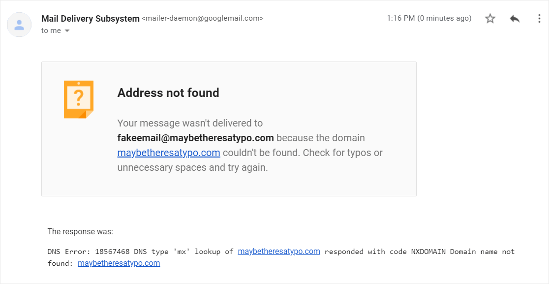 email delivery failure