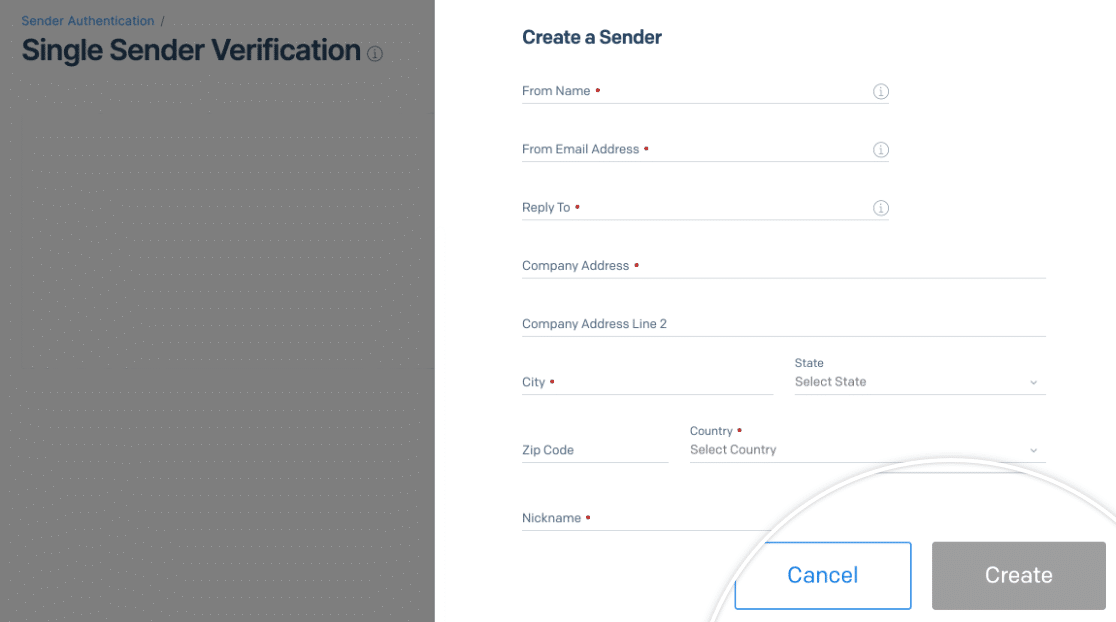 Creating a Single Sender in SendGrid