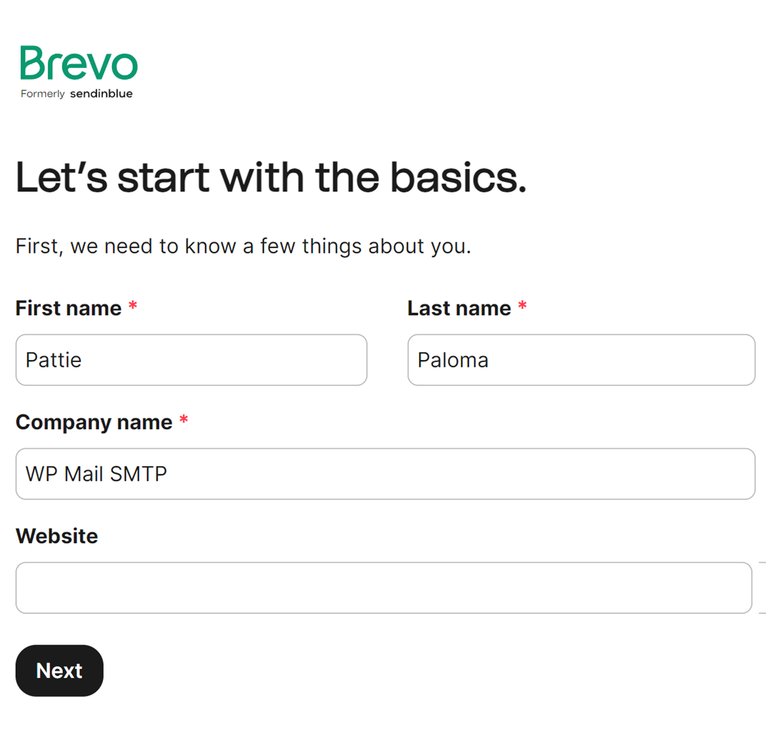 Adding your name and company name to your Brevo account