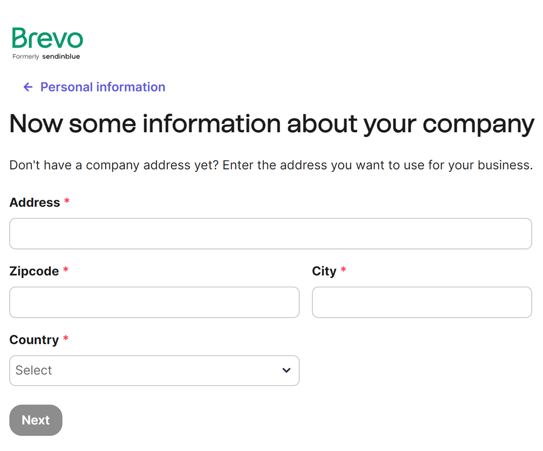 Adding your company details to your Brevo account