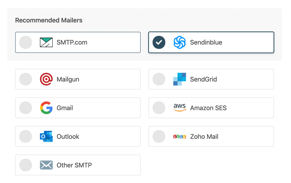 Choose SMTP mailer