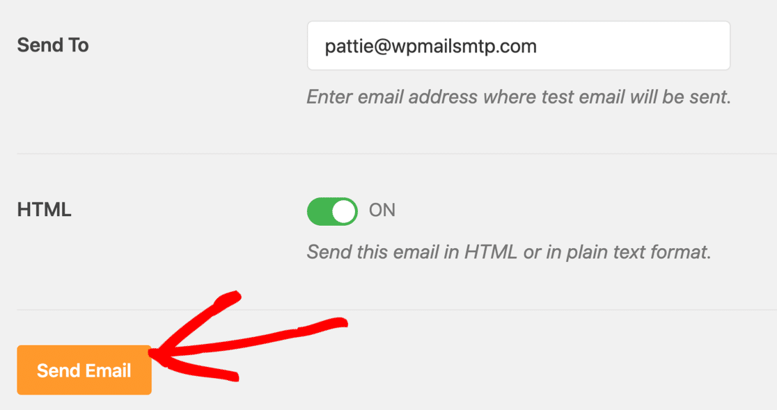 Send test email from WP Mail SMTP