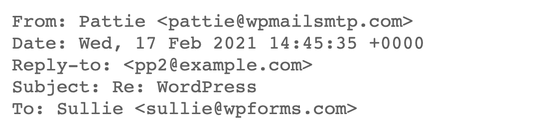 Email header example