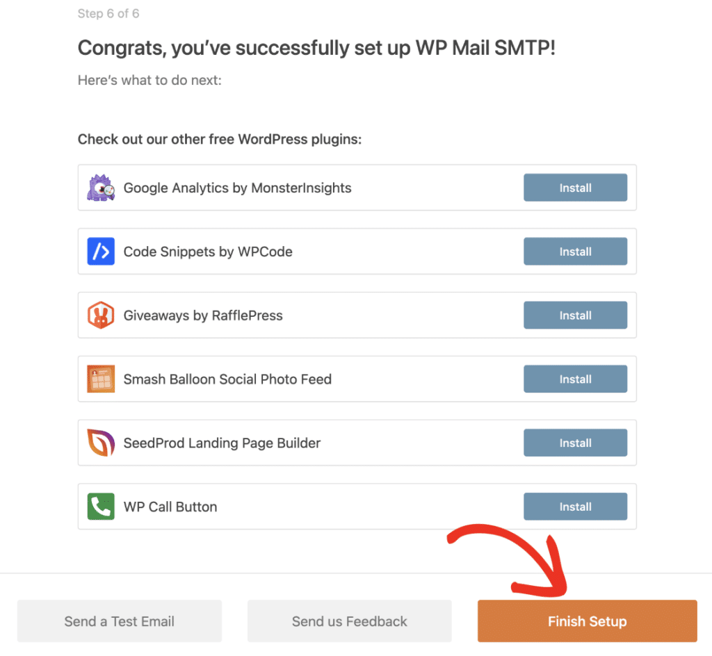 finish-setup - WP Mail SMTP The WP Mail SMTP Setup Wizard success screen