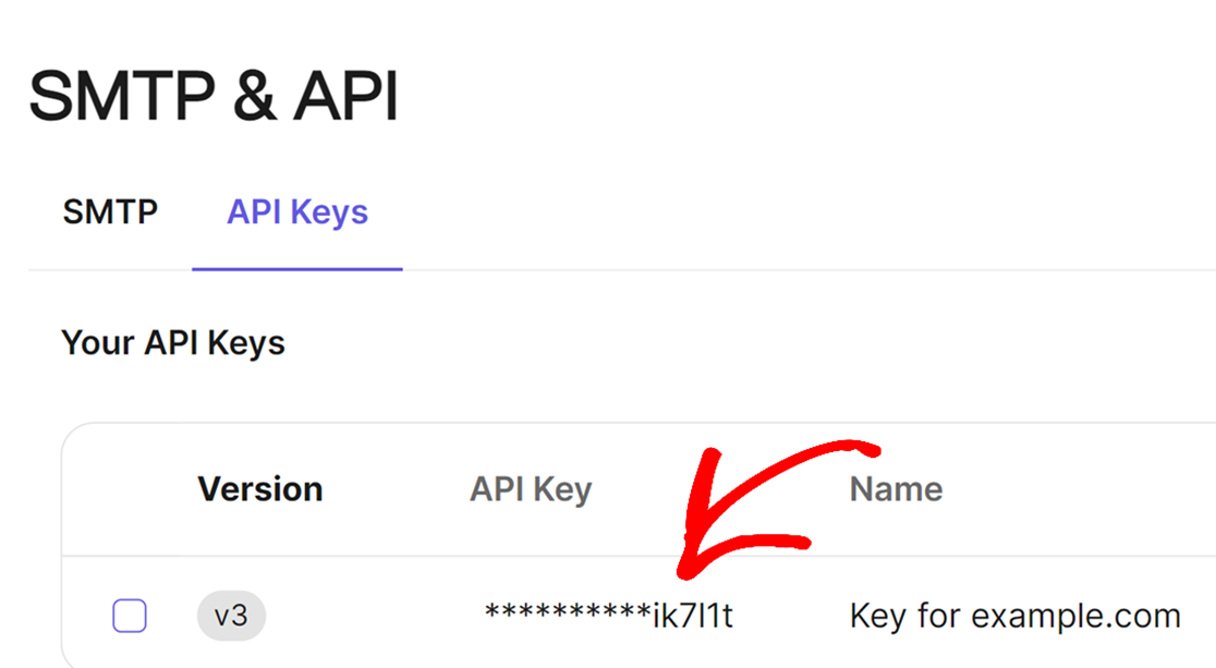 Masked API key
