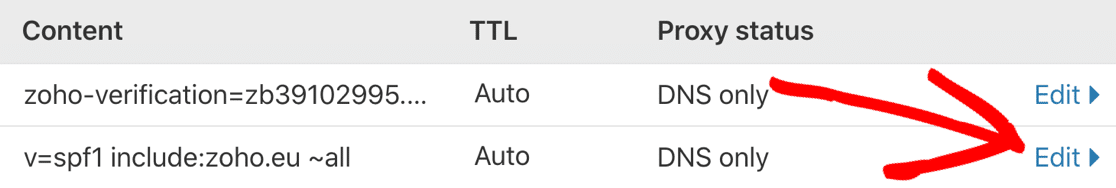 Edit SPF record in Cloudflare