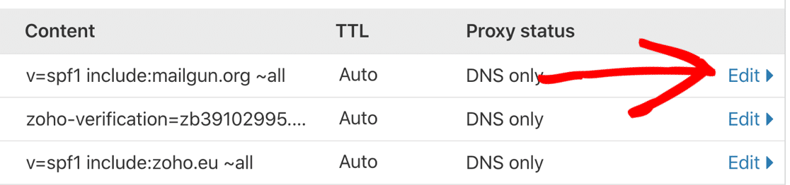 Edit multiple SPF records in Cloudflare