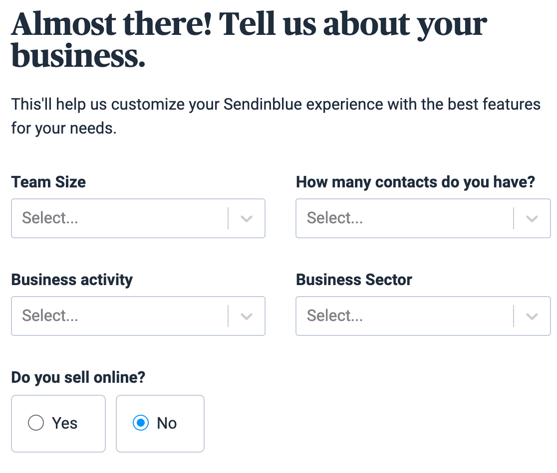 Adding your business details to your Sendinblue account