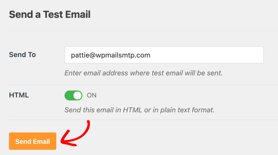 Sending a test email with WP Mail SMTP