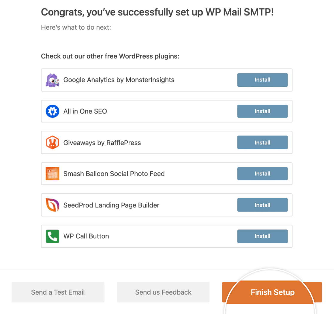 WP Mail SMTP setup complete