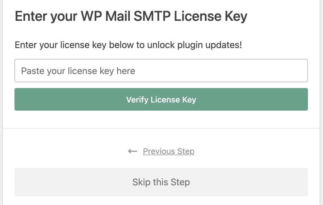 Entering your license key in the Setup Wizard