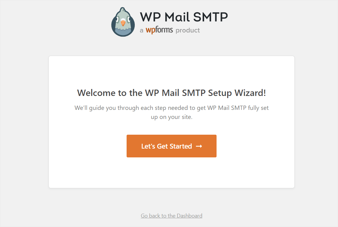 wpmailsmtp setup wizard launch screen