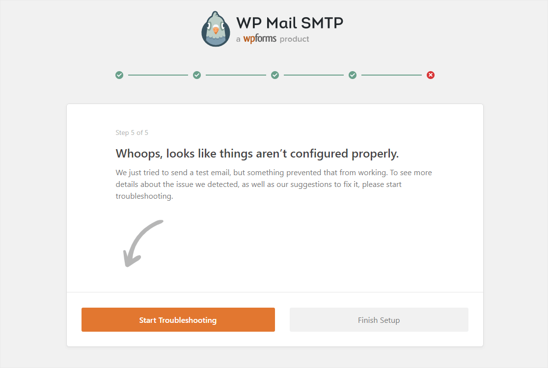 wpmailsmtp setup wizard warning