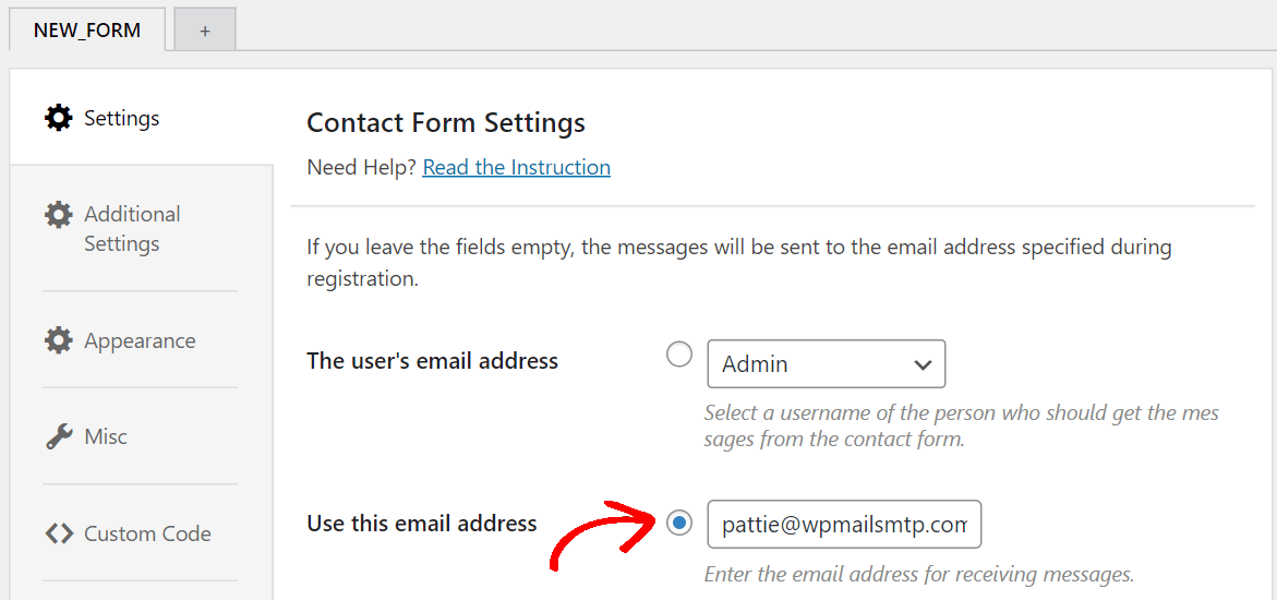 change the email address on which you want to receive email notification