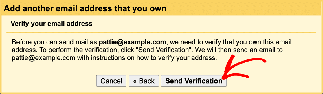 Send verification for new Gmail or G-Suite alias