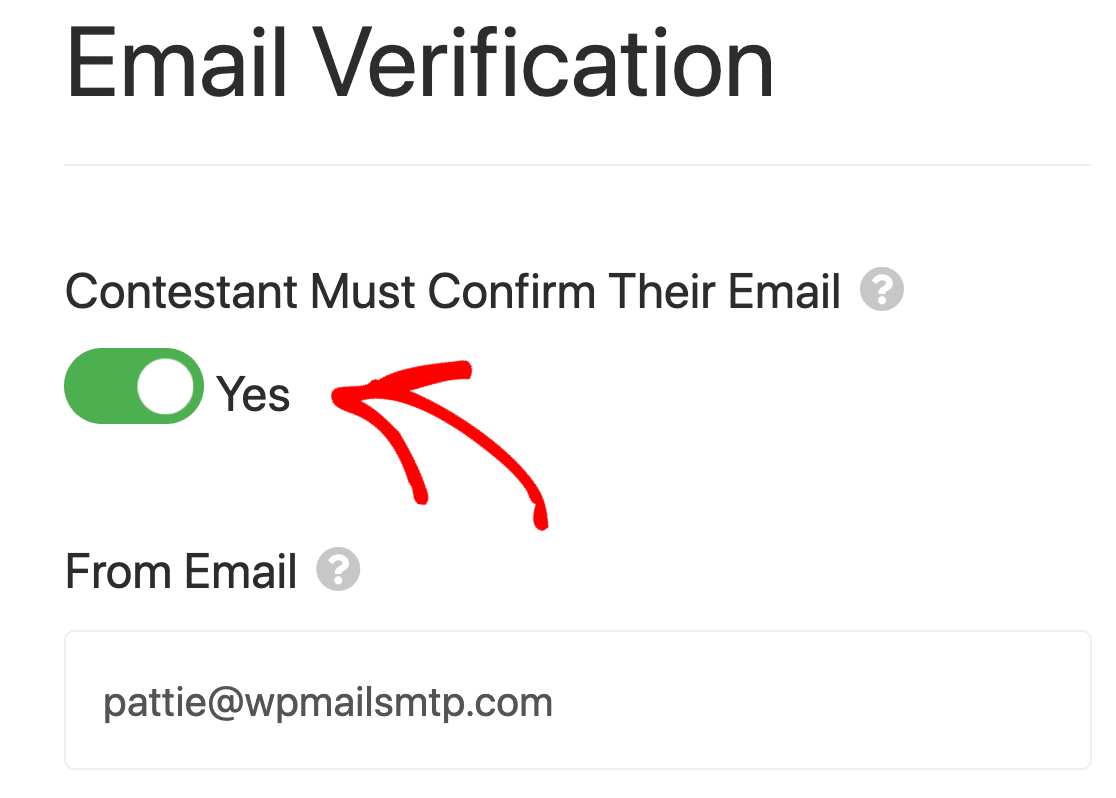 RafflePress email confirmation setting