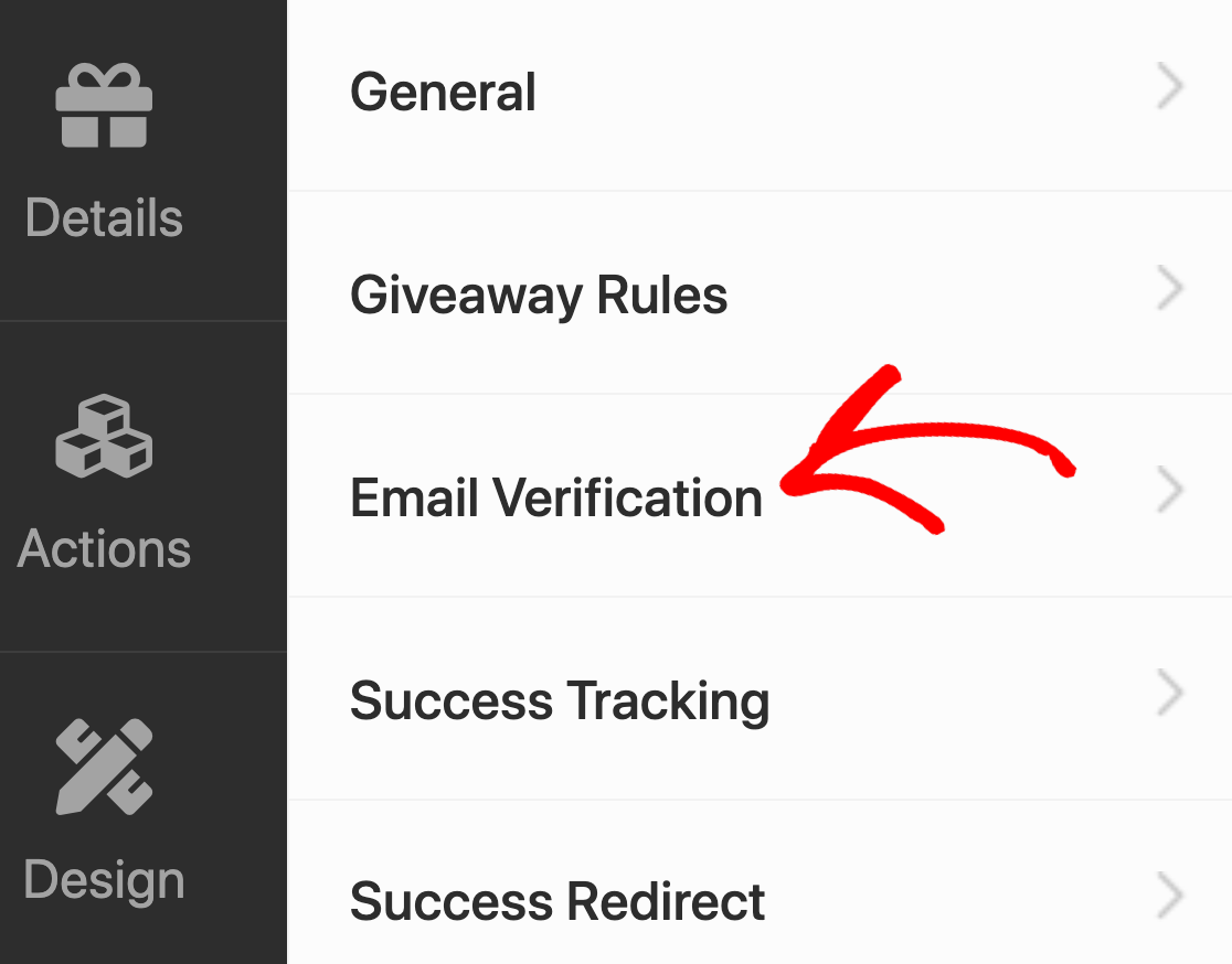 RafflePress email verification settings
