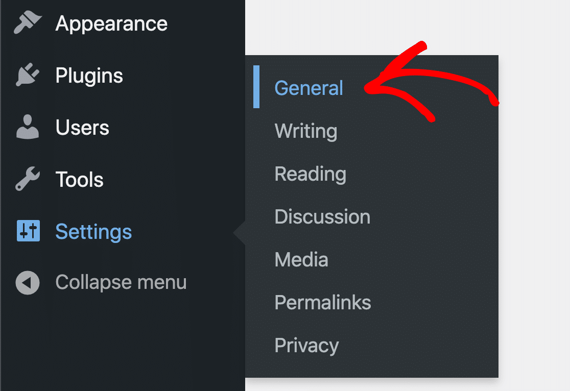 WordPress general settings
