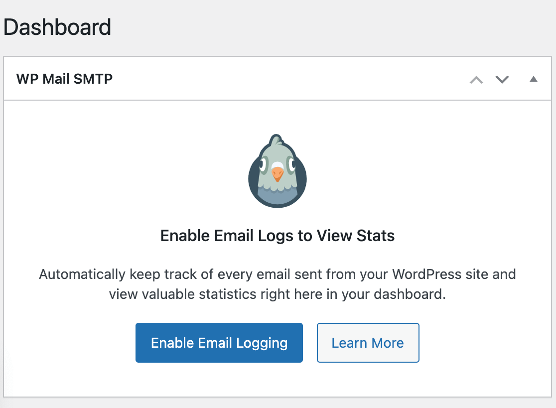 The WP Mail SMTP dashboard widget when logs are not enabled