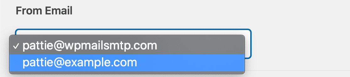 Gmail alias dropdown in WP Mail SMTP settings