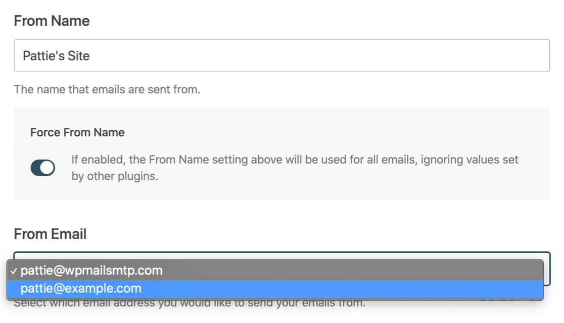 Dropdown for alias in WP Mail SMTP Wizard