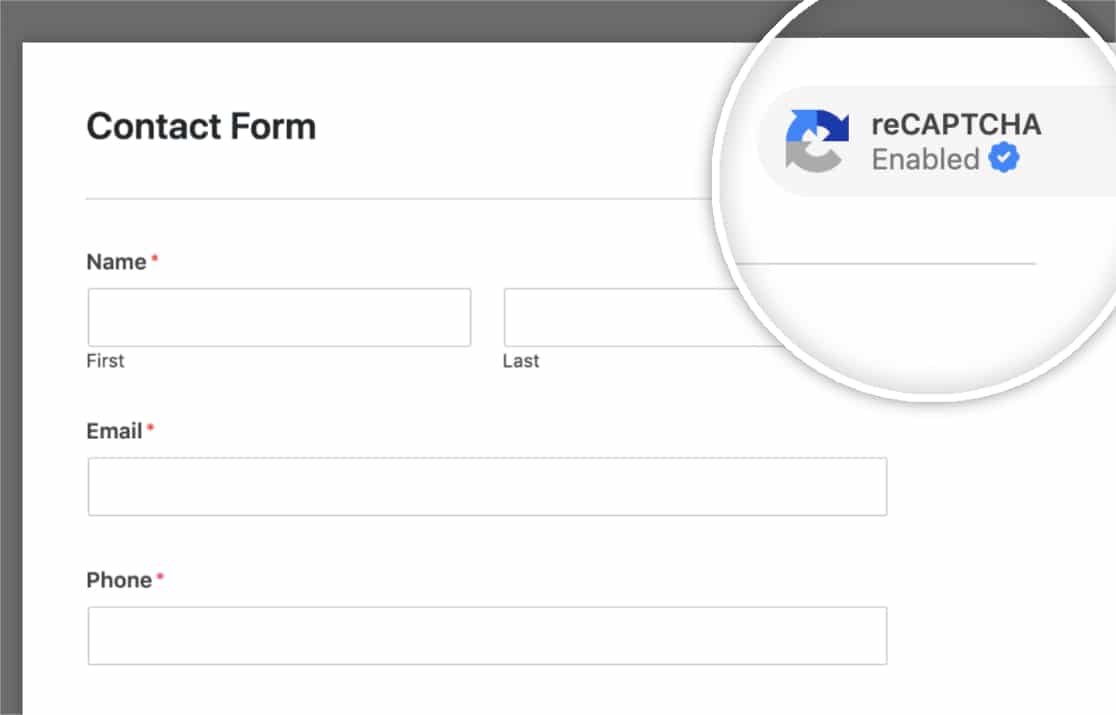 The reCAPTCHA badge in WPForms