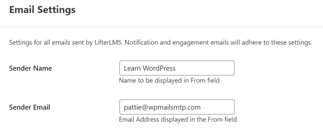 LifterLMS from email settings