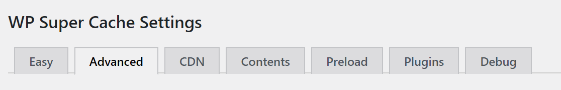 WP super cache advanced settings