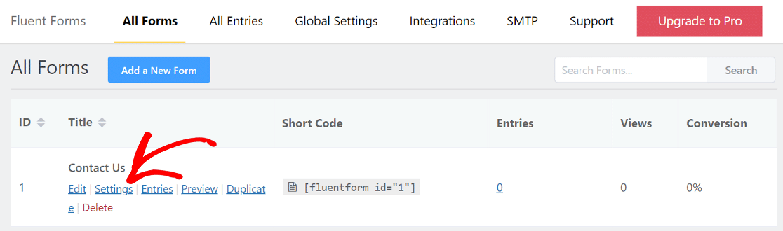 click on WP Fluent Forms settings