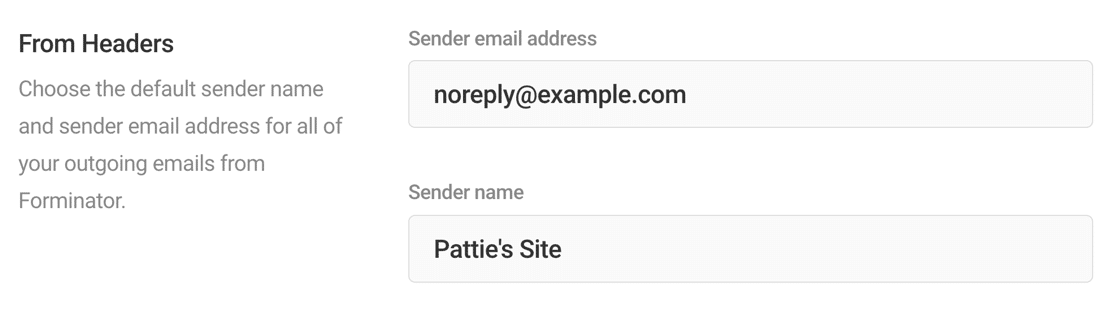 Default From headers in Forminator